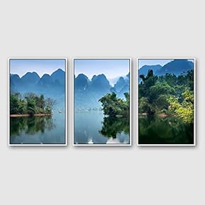 Framed Canvas Wall Art for Living Room, Bedroom Beautiful Nature Norway Landscape Canvas Prints for Modern Home Decoration Ready to Hang - 16"x24"x3 Panels