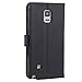 Samsung Galaxy Note 4 Case, Abacus24-7 Wallet with Credit Card Holder Pockets and Flip Cover, Black