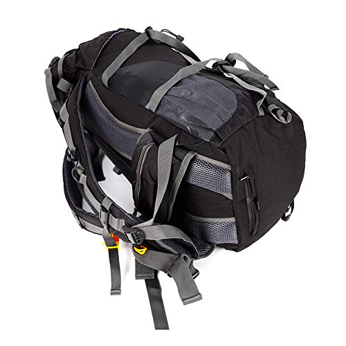 ONEPACK 50L(45+5) Hiking Backpack Waterproof Backpacking Bag Outdoor Sport Daypack for Climbing Mountaineering Camping Fishing Travel Cycling Skiing with Rain Cover (Black) - Thumbnail 7