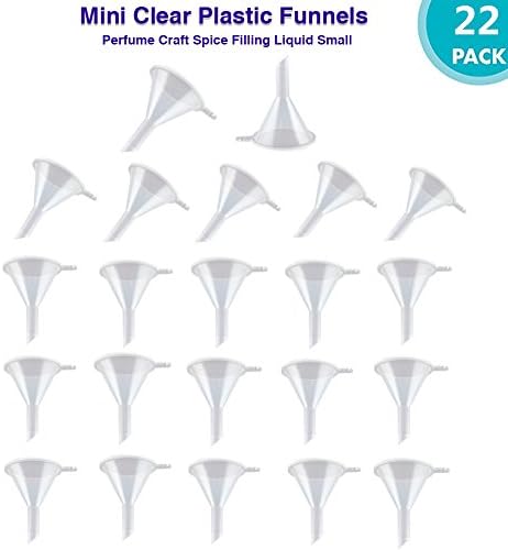 skineat Mini Clear Plastic Funnels for Essential Oils Lab bottle &amp; Perfume Craft Spice Filling Liquid Small-22Pcs