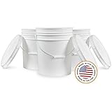 1 Gallon White Bucket &amp; Lid - Set of 12 - Durable 90 Mil All Purpose Pail - Food Grade - Contains No BPA Plastic (1 Gal. w/Lids - 12pk)
