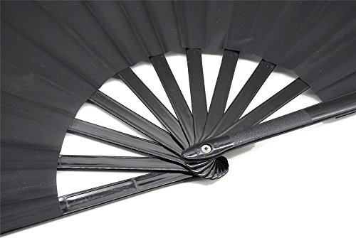 Leehome 13''(33cm) The Tai Ji Hand Held Folding Fans- Chinese/Spanish/Japanese Vintage Retro Fabric Fans For Men Or Women (Black-01) - Thumbnail 2