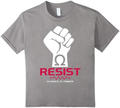 Kids March T-Shirt - Resist - Science is Power  12 Slate