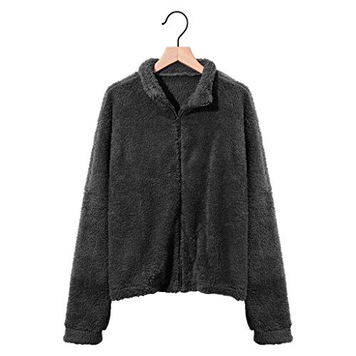 Sanyyanlsy Ladies Faux Cashmere Jacket Long Sleeve Fluffy Plush Lapel Women Winter Warm Outwear Coat Sweater Anorak Tops Black