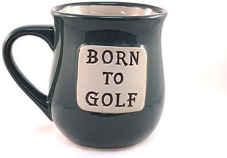 Born to Golf 16 Ounce Hand Crafted Hi-Fire Stoneware Clay Word Mug