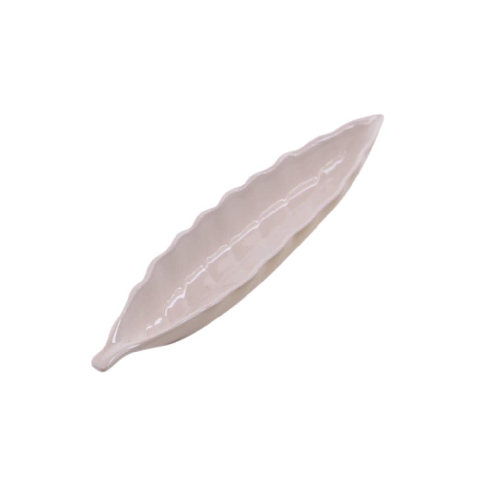 Fair Trade White Ceramic Leaf Incense Holder 27.5cm