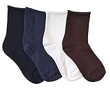 K. Bell Women's Relaxed Roll Top Crew Socks, 4 Pair