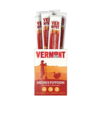 Vermont Smoke & Cure Meat Sticks, Turkey, Antibiotic Free, Gluten Free, Uncured Pepperoni, 1oz Stick, 24 Count