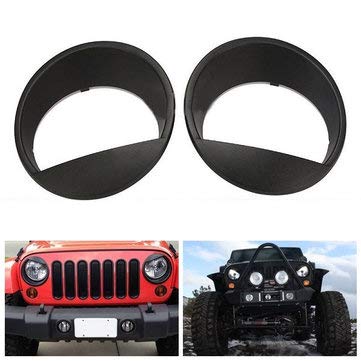 Car Repair & Maintenance Car Modifications - For 07-15 Wrangler JK Angry Bird Style Matte Black Headlight Cover Bezel Eyelids - 1 Pair X Headlight Trim Cover