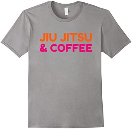 Men's Grappling Wear - Jiu Jitsu &amp; Coffee Grappler Tshirt Large Slate