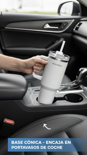NORTHSTELL Insulated Tumbler 40 oz (1.18 L) with Handle and Leak Proof Lid - Stainless Steel - Keeps Cold and Hot - Compatible with Cup Holders (White)