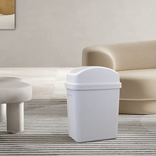 Ramddy 15 L Trash Can with Swing Lid, Plastic Garbage Bin, Gray