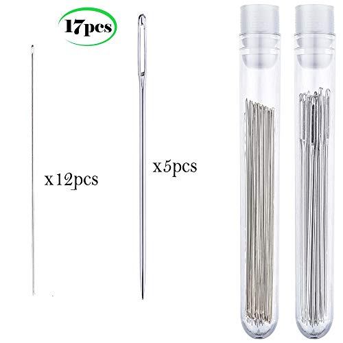 image for UA Crafts Large Eye Sewing Needles 2.2 inches (5 Pieces) in Storage Tu