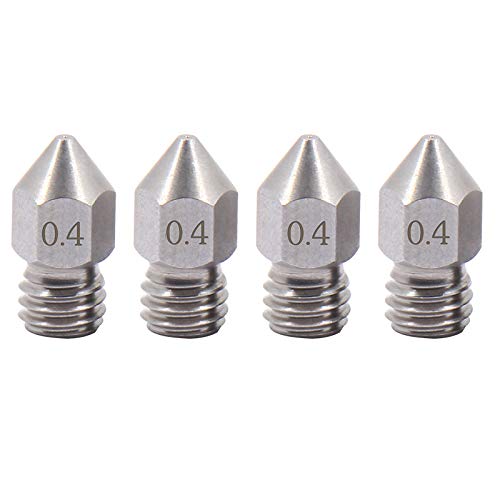 4pcs Sharp MK8 Stainless Steel Nozzle 0.4mm for 1.75mm Creality Ender 3 pro CR-10 Ender 3 Ender 4 Ender 5, CraftBot, Prusa i3, Anycubic 3D Printer (4pcs 0.4mm)