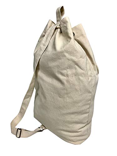 Laundry Bag Backpack Spacious 25"X22" Drawstring Cotton Canvas with Strong Durable Shoulder Straps Washing Storage Organizer College Students Dorm Room (Natural)
