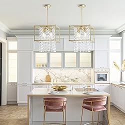 YITAHOME Gold Crystal Square Chandeliers, Modern