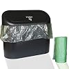 Wontolf Car Trash Can Bin with Lid and 30pcs Trash Bags Small Car Garbage Can Leakproof Mini Vehicle Trash Bin 7.3×2.5×6…
