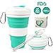 Portable Collapsible Coffee Cup, Lightweight and Reusable Folding Travel Mug Cup, Food Grade Silicone Sport Water Bottle with Leak Proof Lid for Outdoor Camping Hiking - Plus Folding Spoon (19oz)