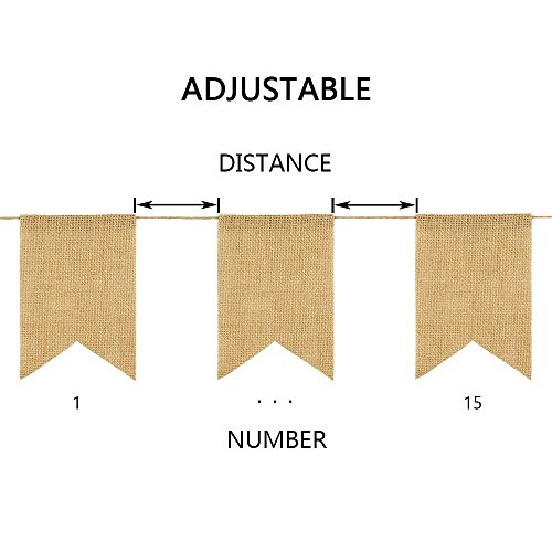 Parfair Dessin 40 Pcs Stiffened Swallowtail Flag Bunting Burlap Banner PreStringed No DIY Garland Decoration for Holidays Camping Halloween Christmas 40 Feet (Natural, Flag 1) - Thumbnail 5