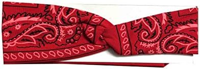Bandana Print Headband Women's Yoga Hair Wrap Paisley Twisted 3" Stretchabable