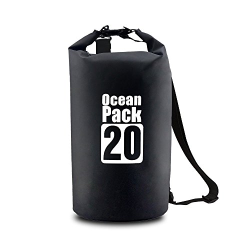 Homar Waterproof Dry Bag - Best in Water Sports Equipment Kayak Accessories - Floating Portable Backpack Perfect for Boating Kayaking Fishing Rafting Swimming Floating and Camping (Black, 20L)