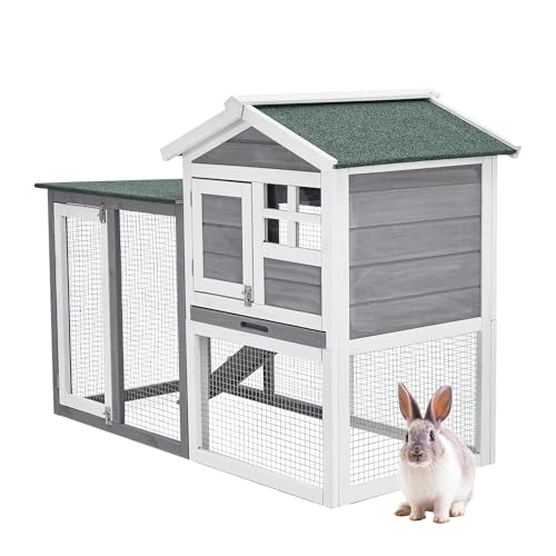 Garvee 48'' Bunny Hutch Indoor with 1 Leak-Proof Trays, Waterproof Roof Rabbit…