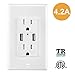 USB Charger Outlet, 4.2A USB Wall Outlet, 2 USB Outlets Receptacles, for iPhone XS/MAX/XR/X/8/7/6, Compatible Samsung Galaxy S9/S8/S7, LG, HTC & other Smart Android Phones, White Outlet