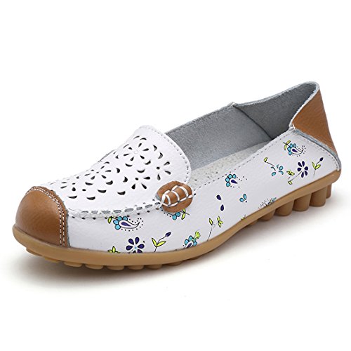 Z.suo women s leather flat shoes hollow out floral prin…
