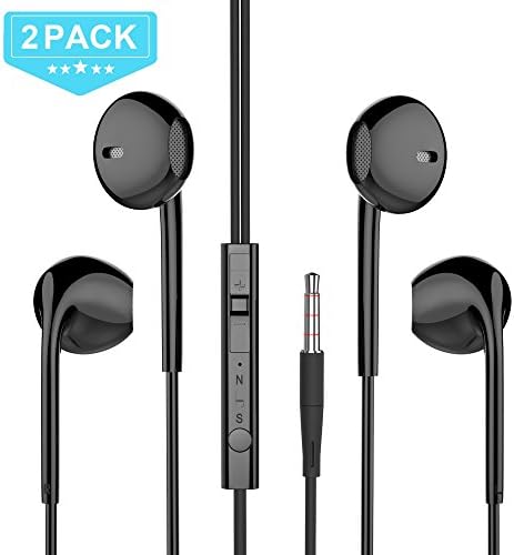 Earbuds with Mic, Mxstudio 2 Pack Earphones with Hook Wired In Ear Headphones