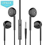 MXditect 2 Pack Sports Earphones with Horn Earbuds with Mic Stereo Wired In-Ear Earphones 3.5MM Jack Headphones for iPhone/Android Black