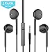 MXditect 2 Pack Sports Earphones with Horn Earbuds with Mic Stereo Wired In-Ear Earphones 3.5MM Jack Headphones for iPhone/Android Black