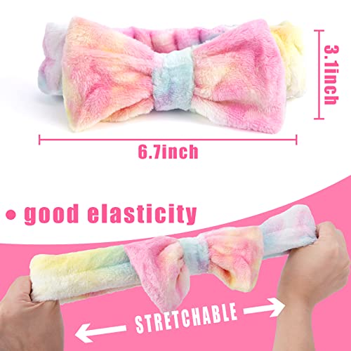 Shindel 8PCS Makeup Headbands, Bow Hair Band Coral Fleece Head Wraps for Women Spa Washing Face Shower Sports Yoga