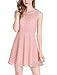 Allegra K Women's Sleeveless Semi Sheer Yoke Floral Lace Mini Flare Dress XS Pink
