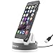 iPhone Charging Dock Station, iPhone 7 Charger, Acessorz Desktop Hybrid Rotating Lightning Charge & Sync [Card Slot] Cradle Charger Holder Stand for iPhone 7/7 Plus, iPhone 5s/6/6s Plus (Grey)