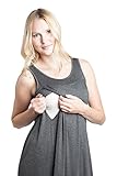 Savi Mom Maternity and Nursing Sleeveless Nightgown (Large, Charcoal Grey)