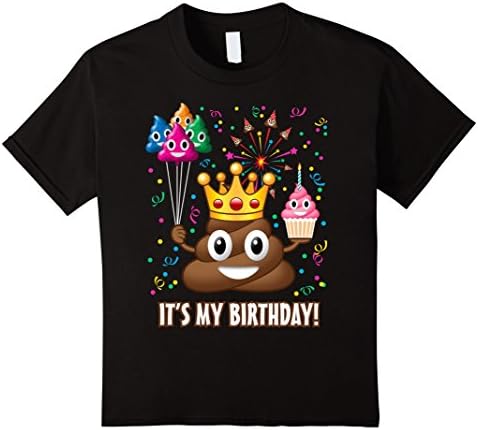 Kids It's My Birthday Poop Emoji T-Shirt 4 Black