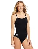 Speedo Women's Race Endurance+ Polyester Flyback Training One Piece Swimsuit, Black and Black, 34