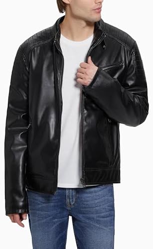 00s GUESS JEANS Leather Jacket レザージャケット GUESS Leather Jacket at Amazon Men's Clothing store