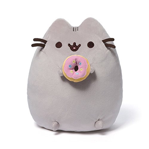 9.5 Light Gray Pusheen the Cat with Donut Silky and Soft Plush Stuffed Animal Toy by GUND