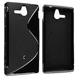 Insten® TPU Rubber Skin Case Compatible with Sony Xperia U ST25i, Frost Black S Shape