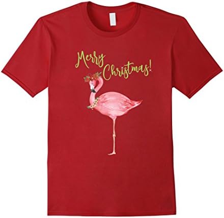 Mens Merry Christmas Flamingo T Shirt-Family Holiday Vacation Tee 3XL Cranberry