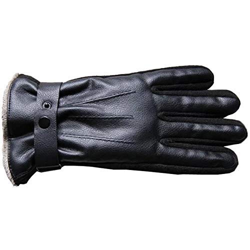 Zeeon Men\'s Gloves, Touchscreen Texting Winter PU Leather Cotton Velvet Lined Waterproof Gloves for Cycling Riding Running Skiing and Winter Outdoor Activities