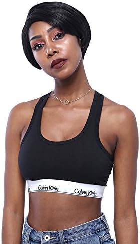 Gotta Short Wig 8'' Synthetic Hair Full Wig Bob Side Part Replacement Wigs for Women, Natural Black