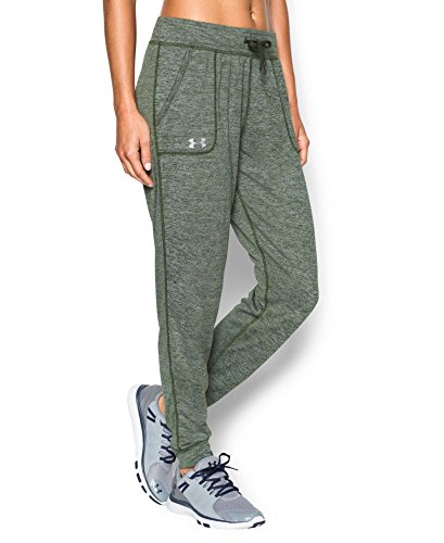 Under Armour Women's Twisted Tech Pant, Downtown Green/Metallic Silver,  Large