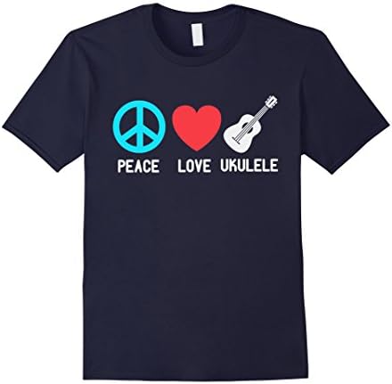 Men's Ukulele shirt - Peace Love Ukelele T Shirt Uke Love Tees XL Navy