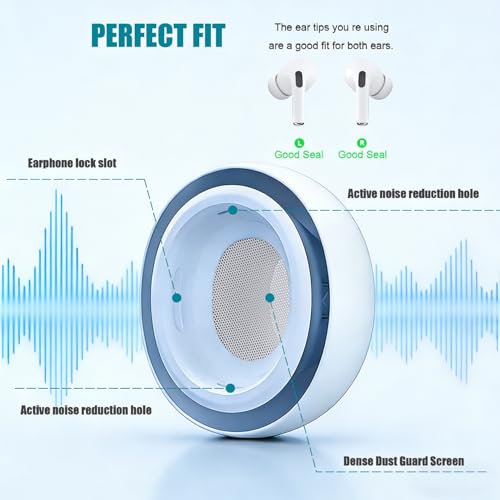 SIXFU 4 Sizes of Ear Tips Compatible with AirPod Pro and AirPods Pro 2 Ear Tips with Portable Storage Box & AirPod Cleaning Kit, Noise Reduction Hole & Dense Dust Guard Screen(XS/S/M/L)-White