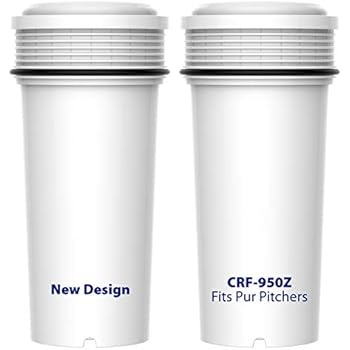 AQUA CREST CRF-950Z Pitcher Water Filter, Compatible with Pur Pitchers and Dispensers, BPA-Free, Ultra Filtration Technology, Micron Rating 0.1(Pack of 2)