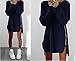 Xuan2Xuan3 Women Side Zipper Long Casual Loose Tunic Knit Pullover Sweater Dress Jumper Large Dark Blue