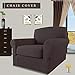 Easy-Going 2 Pieces Microfiber Stretch Chair Slipcover – Spandex Soft Fitted Sofa Couch Cover Washable Furniture Protector with Elastic Bottom Kids Pet Chocolate