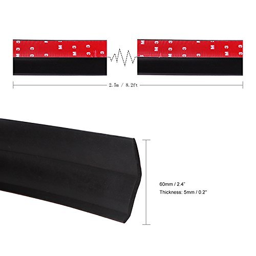 QIKE Universal 2.5M Car Front Bumper Lip Splitter Spoiler Rubber Skirt Protector Body Trim 8.2ft